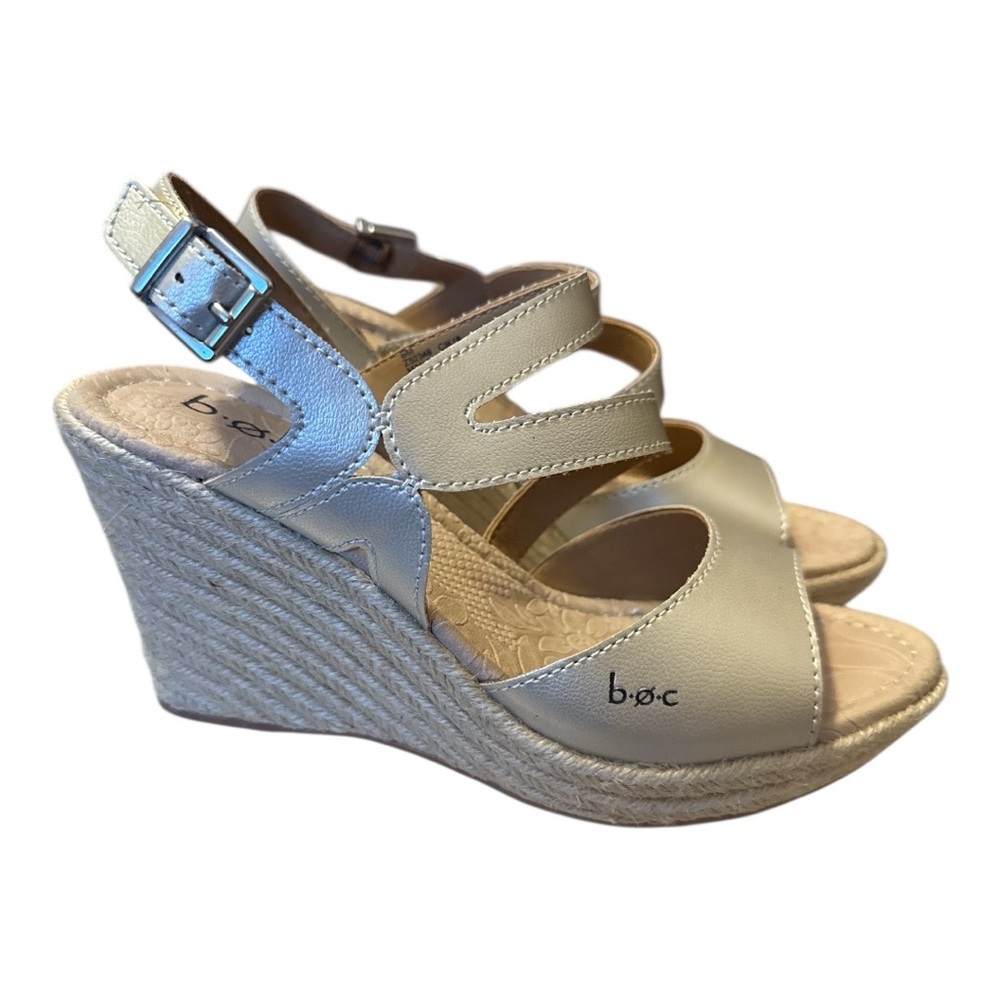 b.o.c. Cream Wedge Sandals with Peep-Toe Design